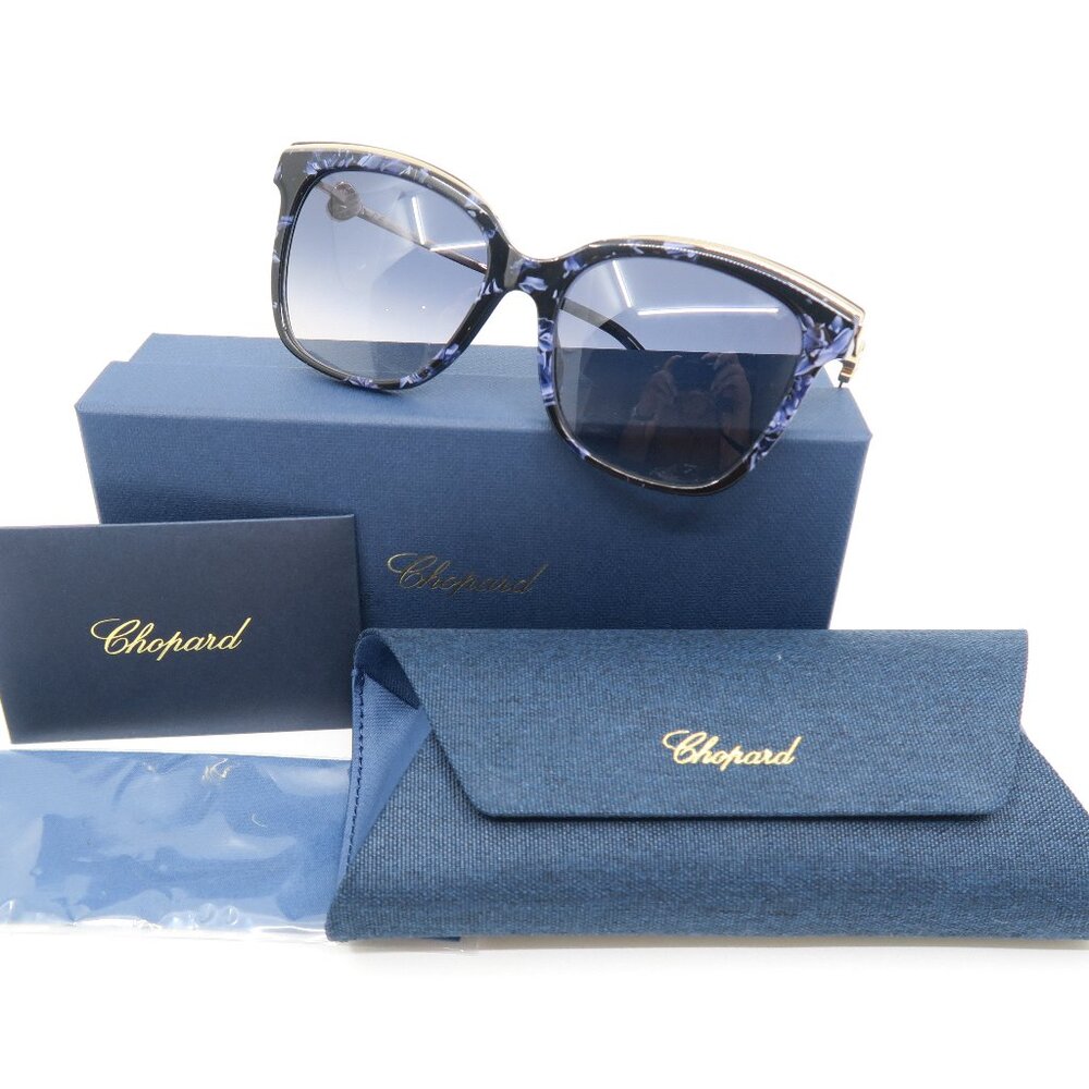 Chopard SCH262S OAL2 57mm. Blue Marble/Blue Gradient Women's New Sunglasses.